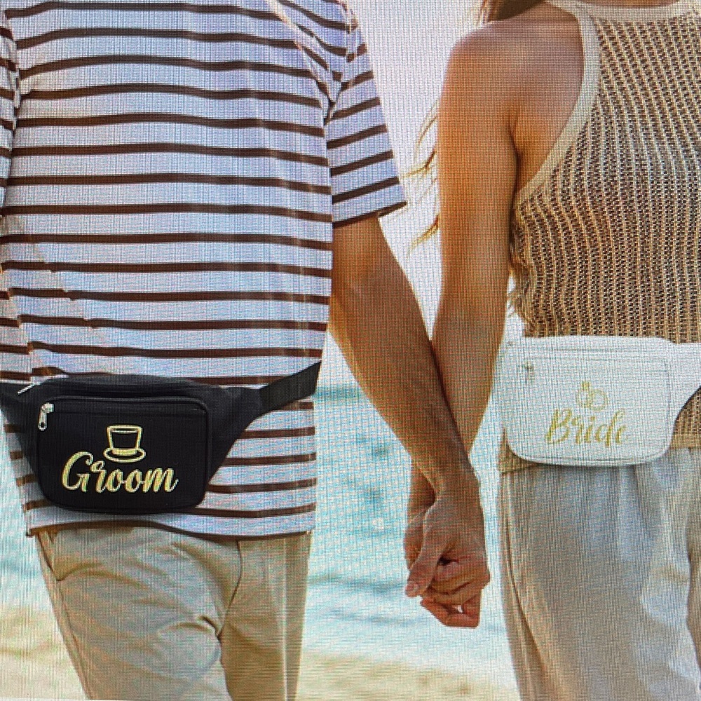Bride and Groom Sling or Belt Bag Set NWT